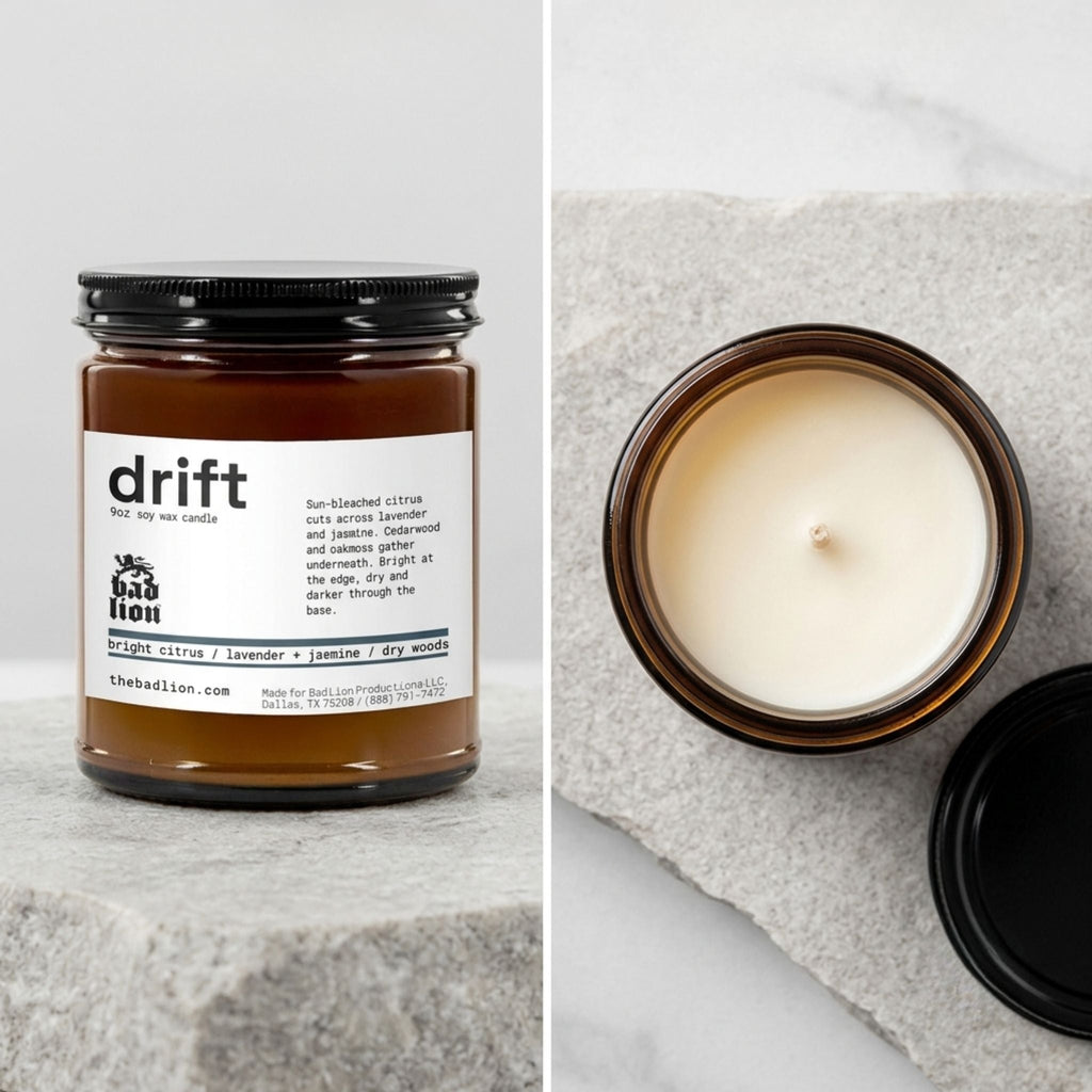 Drift 9 oz hand-poured candle - Bad Lion Productions LLC