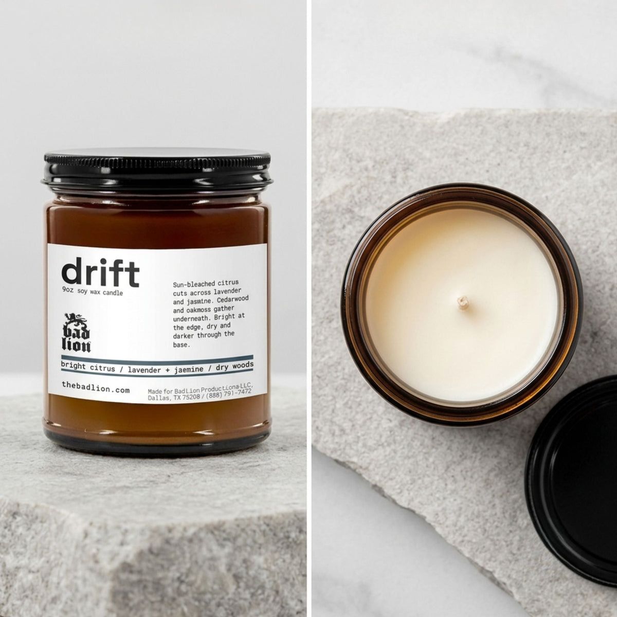 Drift 9 oz hand-poured candle - Bad Lion Productions LLC