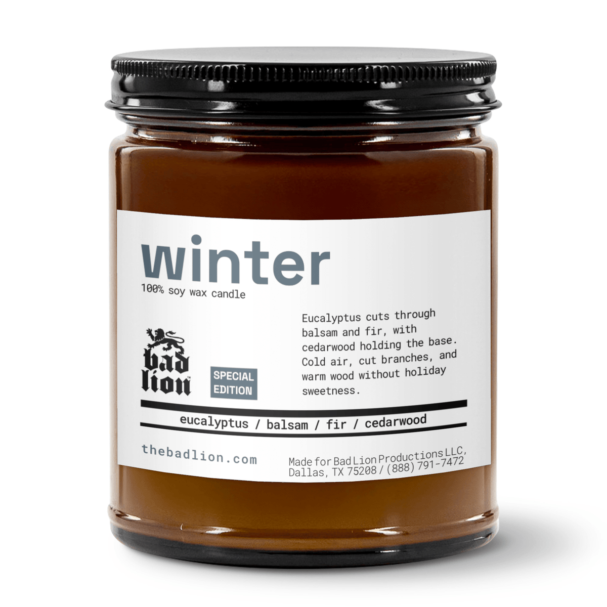 Winter 9 oz hand-poured candle - Bad Lion Productions LLC